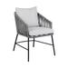 Calica Outdoor Patio Dining Chair in Black Metal and Grey Rope