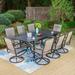 Sophia & William 9 Pieces Metal Outdoor Patio Dining Set with Gray Padded Textilene Swivel Chairs and Black Extendable Table