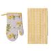 Transpac Cotton 27" Lemon Mitt & Tea Towel Set Of 2 Cotton in Green/White/Yellow | 27 H x 18 W in | Wayfair TE00268