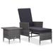 VidaXL Patio Furniture Set 2 Piece Sofa Chair w/ Coffee Table Poly Rattan Metal in Gray/Black | 37 H in | Wayfair 310233