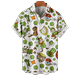 Button Down Short Sleeve Shirt St. Patrick s Day Hawaiian Aloha Beach Shirts Green Clover Element Print Bowling Shirts for Couples Men Women and Kids