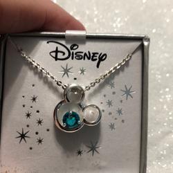 Disney Jewelry | Disneyr Minnie Birthstone Necklace Nwt | Color: Blue/Silver | Size: Os