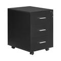 HomeSailing Office Lockable Unit Storage Cabinet 3 Drawers Black with Mobile Caster Wood Under Desk Pedestal Side File Document Organizer Drawers Cabinet Small Space