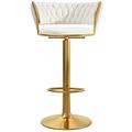 1 Pack Modern Barstools Bar Height Set of 1, Swivel Velvet Bar Stool Counter Height Bar Chairs Adjustable Tufted Stool with Back& Footrest for Home Bar Kitchen Island Chair, Golden Chrome