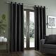 Catherine Lansfield Faux Suede 66x72 Inch Lined Eyelet Curtains Two Panels Black