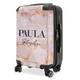 Personalised Suitcase Add Your Initials Name & Text Marble Lightweight TSA Lock 4 Spinner Wheels Hard Case Cabin Carry-On & Hold Luggage (Natural Pink Marble Name, Large (78cm - 95 L))