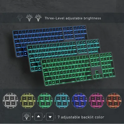 SeenDa – clavier sans fil Bluetooth rétroéclairé disponible en 7 couleurs Rechargeable plusieurs