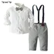 Top and Top-Ensemble chemise et salopette à nœud papillon pour enfants tenue de smoking vêtements