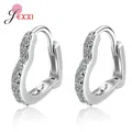 Haute qualité véritable 925 en argent Sterling coeur forme cerceau boucles d'oreilles bijoux