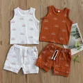 Vêtements d'été en coton doux pour bébés garçons et filles de 0 à 3 ans 2 pièces imprimé soleil