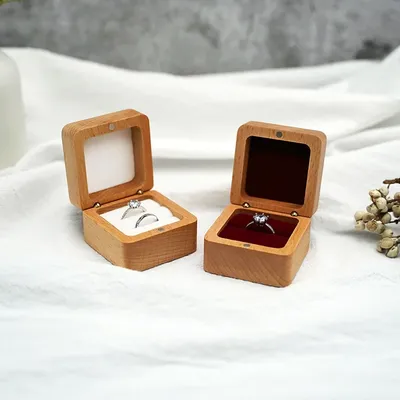Boîte-cadeau à bijoux en bois petite boîte à matiques de fiançailles rustique étui à bijoux
