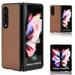 for Samsung Galaxy Z Fold 4 Carbon Fiber Case Carbon Carbon Fiber Texture Leather Phone Cases for Samsung Z Fold 4 case Shell Aramid Fiber Super Light Phone Shell Have Strong Impact Resistance Brown