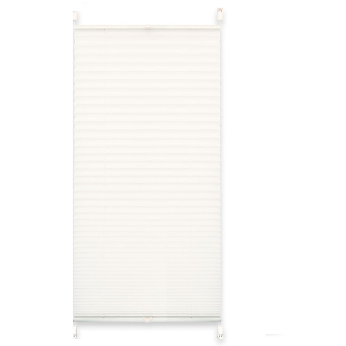 EXKLUSIV HEIMTEXTIL Plissee Verspannt mit Klemmträgern ohne Bohren Faltrollo Fensterrollo Marke 75 x 140 cm weiß crash Image