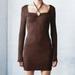 Zara Dresses | Long Sleeve Halter Neck Jacquard Dress | Color: Black/Brown | Size: M