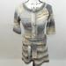 Anthropologie Dresses | Anthro Manoush Sweater Mini Dress Gray, Yellow & White W/ Partial Button Up Sz M | Color: Gray/Yellow | Size: Mj