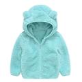 Toddler Baby Boys Girls Hooded Jacket Long Sleeved Solid Color Plush Cute Bear Ears Autumn Winter Warm Thickened Fleece Hoodie Coat Casual Keep Warm Furry Coat Jacket 6Months-4Years