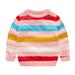 Sodopo Kids Boys Girls Knit Sweater Long Sleeve Crewneck Rainbow Striped Sweatshirt Baby Cotton Pullover Sweater Spring Fall Shirt 2-10T