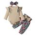 Tightly Knit Girl Outfits Size 7-8 Baby Girls Clothes Long Sleeve Ruffles Romper Bodysuit Floral Print Pants Headbands Outfits Sets Baby Coat Dress