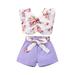 Matching Baby And Girl Clothes 3 Piece Little Character Set Toddler Girls Sleeveless Floral Prints Ruffles Vest Tops And Shorts Outfits Long Sleeve