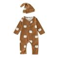 Clothes for Baby Fall Boy Shirt Autumn Baby Girls Boys Cute Knit Romper Cartoon Printing Long Sleeve Jumpsuits Hat Outfits Clothes Set Baby Boy Overall Romper