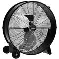 COSTWAY 24 Inch Large Industrial Drum Fan, 3-Speed High-Velocity Floor Fan with Built-in Wheels & Handle, Metal Air Circulator Cooling Fan for Home Commercial Warehouse Workshop, Black