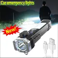 Lampe de poche LED COB portable avec marteau de sécurité torche de voiture lumière latérale