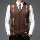 Tricot épais à motifs Argyle pour hommes gilet avec boutons Patchwork de couleurs Plaid sans