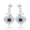 Boucles d'oreilles de mariage en forme de cœur pour femme magnifiques bijoux en cristal bleu