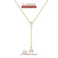 CANNER-Collier en forme de Y pour femme argent regardé 925 cristal bijoux de mariage luxe long
