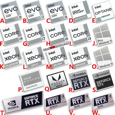 Autocollant en métal Core I9 EVO étiquette pour ordinateur portable 11e génération I7 I5 Win10