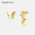 ANDYWEN-Boucles d'oreilles papillon en argent regardé 925 et or pour femme boucle d'oreille