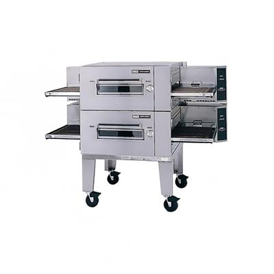Lincoln 1600-FB2G NG 73" Gas Low Profile Double Impinger Conveyor Pizza Oven - Natural Gas, Stainless Steel, Gas Type: NG