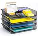 4 Pack - Simple Trending Stackable Office Desk Supplies Organizer Desktop File Document Letter Tray Holder Organizer Black