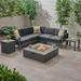 Miller Coral Outdoor 5 Seater Aluminum Chat Set with Fire Pit Gray and Dark Gray