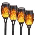 4 Pack Solar Torch Lights with Flickering Flame Outdoor Waterproof Dancing Flickering Flame Torch Light LED Outdoor Landscape Decoration Light for Garden Patio Pathway Auto On/Off Dusk to Dawn