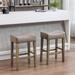 Modern Bar Stool Set of 2, No Back Artificial Leather Stool, Solid Wood Legs Sturdy and Stable for Bar Kitchen Counter