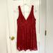 Free People Dresses | Free People Deep V Neck Red Lace Dress Size 6 | Color: Red | Size: 6