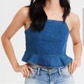 American Eagle Outfitters Tops | American Eagle Square Neck Jean Tank Top | Color: Blue | Size: S