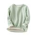 JDEFEG Boy Youth Basketball Kids Toddler Girls Boys Ribbed Solid Spring Winter Long Sleeve Warm Thick Tops Clothes Boys Raglan Tee Cotton Green 130