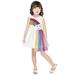 QIPOPIQ Outfit Dress for Girls Clearance Toddler Kids Baby Girls Rainbow Tulle Ruffle Casual Princess Dress Outfits