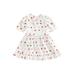 Kid Girl Dresses Valentine s Day Short Sleeve Round Neck Ruffle Heart Print A-Lined Casual High Waist Dress