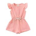 QIPOPIQ Toddler Girls Spring Outfits Clearance Summer Girls Jumpsuit Holiday Outfits Overalls Toddler Girl Clothes Cotton Linen Ruffle Outfit Girl Cloths