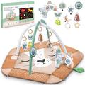 Interaktiv 5in1 Spielbogen Baby Mädchen Junge – Baby Krabbeldecke mit Spielbogen Babies – Baby Spieldecke Play Mat – Activity Decke Spielmatte Baby Schadstofffrei – Löwe Kindermatte XXL Nukido Braun