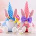 2PCS Easter Decorations Easter Gnome Eggs Spring Easter Plush Bunny Ornaments with Light for Table Indoor Easter Basket Stuffers Rabbit Gifts Toys for Kids