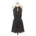 Express Casual Dress - Mini Keyhole Sleeveless: Black Print Dresses - Women's Size X-Small