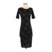 Lularoe Casual Dress - Midi Crew Neck Short sleeves: Black Dresses - Women's Size 2X-Small