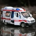 Véhicule de secours en métal moulé sous pression pour enfants échelle 1:32 son arrière lumière