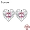 Bamoer – boucles d'oreilles brillantes en forme de cœur pour femmes en argent Sterling 925 Zircon