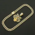 Collier Hip Hop avec pendentif en forme de tigre pour homme chaîne cubaine en or Miami bijoux à