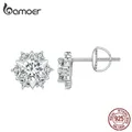 Bamoer – boucles d'oreilles flocons de neige pour femmes bijoux en diamant Moissanite 0.5 Carat en